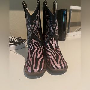 EUC pink zebra cowboy boots